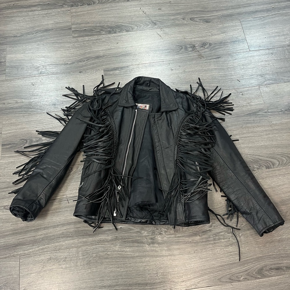 Fringe Black Leather Jacket